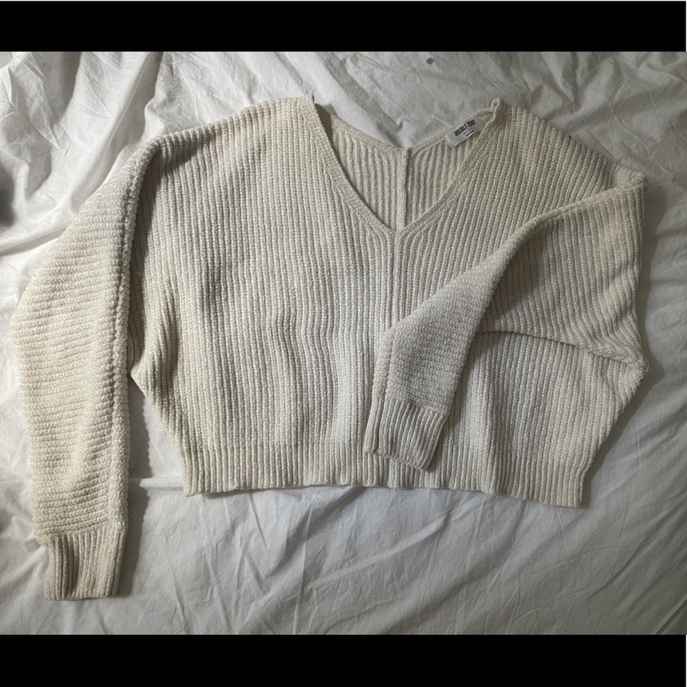 White Velvet Knit Sweater